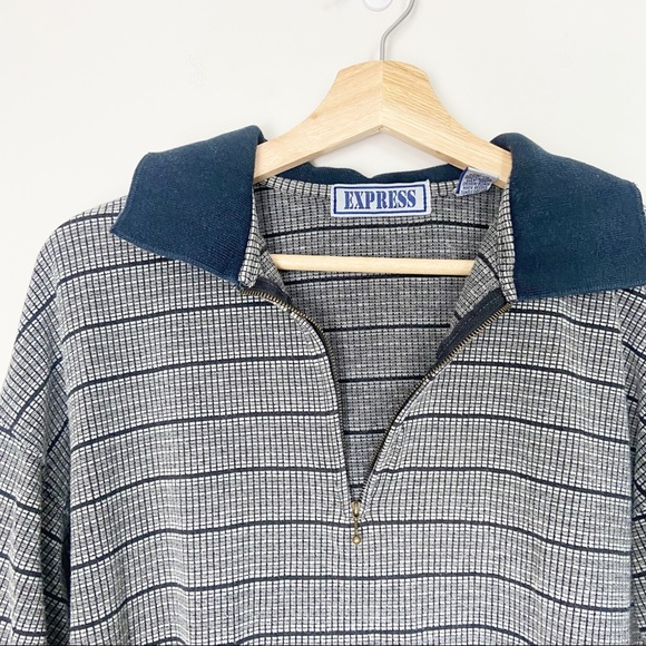 Express Vintage 90s Y2K Mens Pullover Striped Sweater - Picture 2 of 4